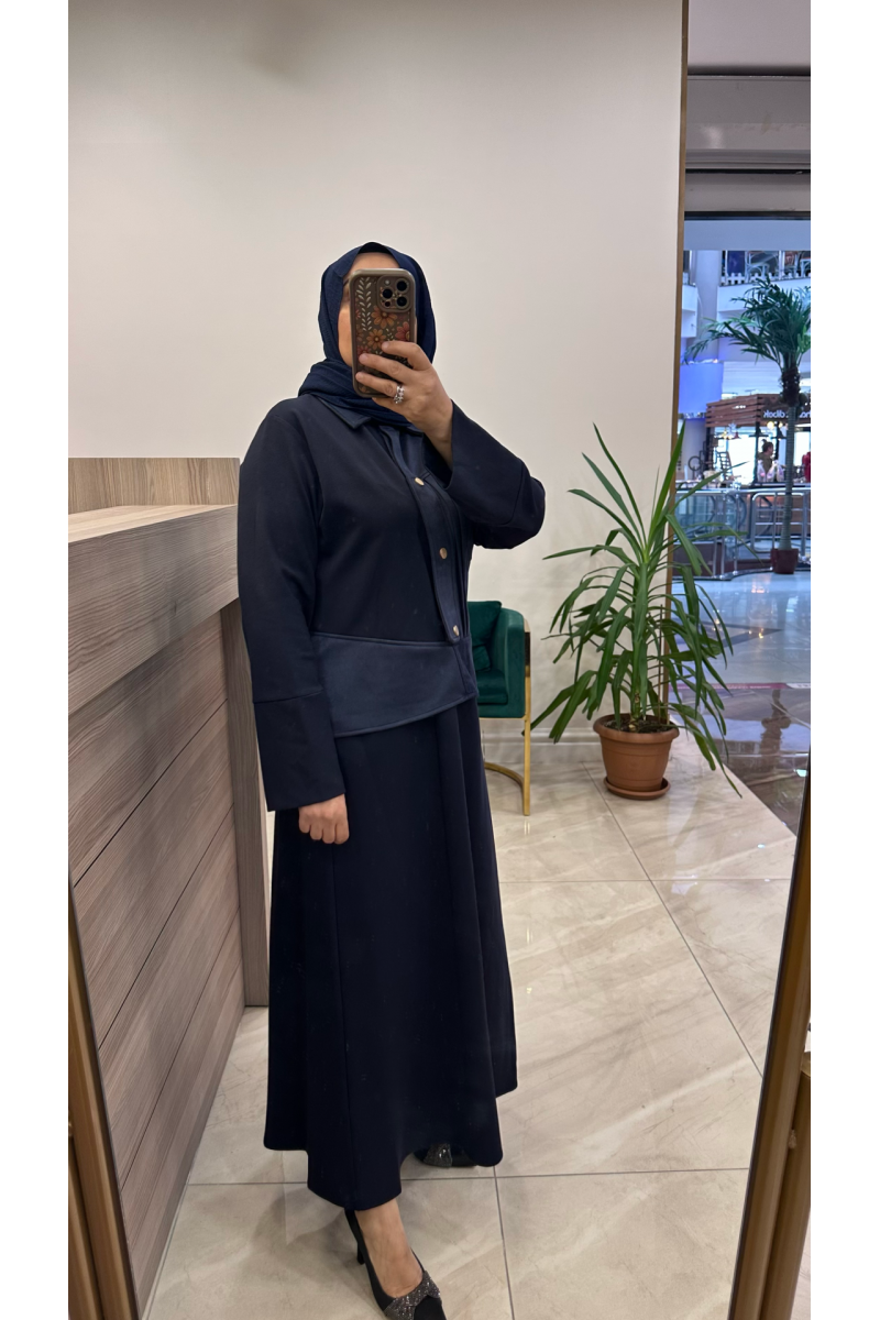 Hilay Süet Detaylı Takım Lacivert