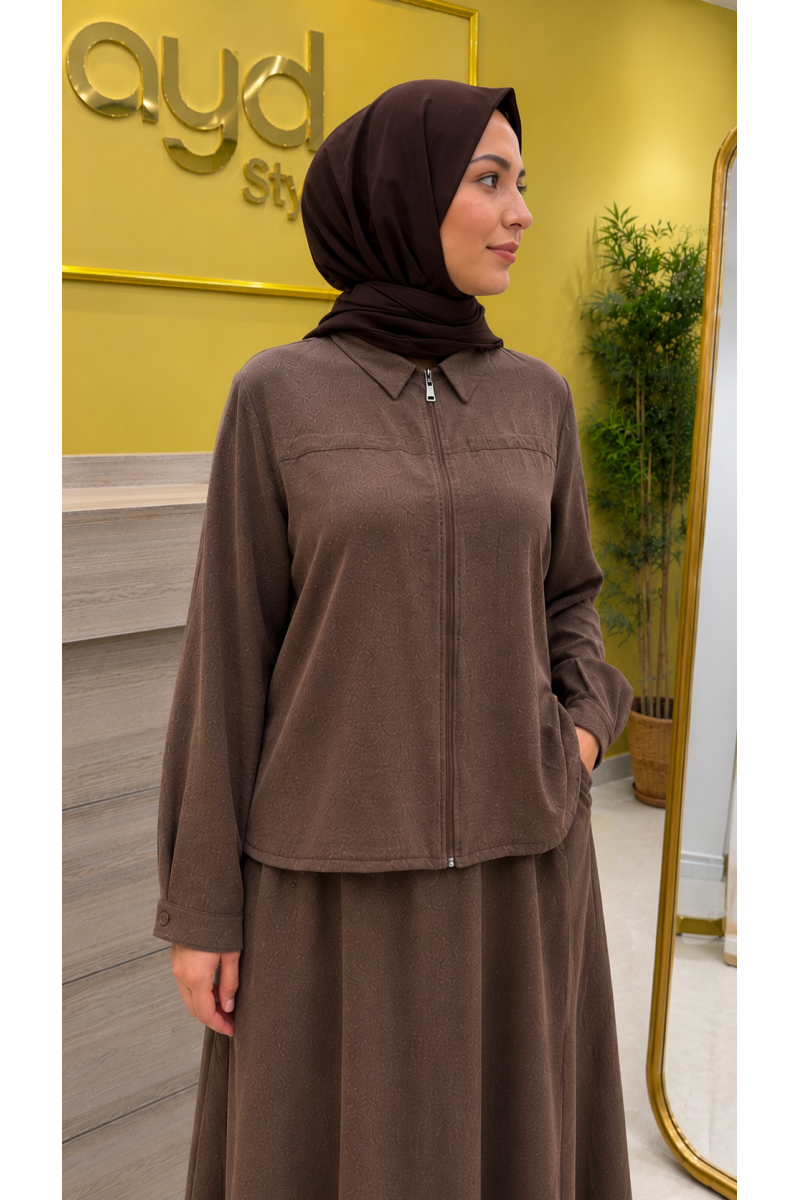 Magazin 4903 Lyocell Takım Kahverengi
