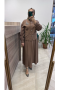 Magazin 4443 Lyocell Etekli Takım Kahverengi
