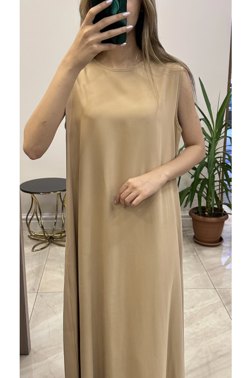 Ceremony 6703 Kolsuz Tam boy elbise .Camel