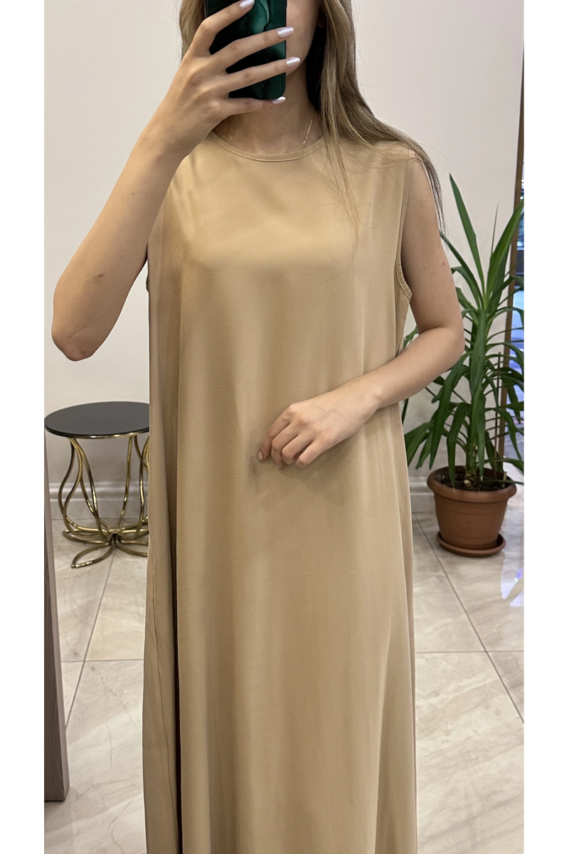 Ceremony 6703 Kolsuz Tam boy elbise .Camel