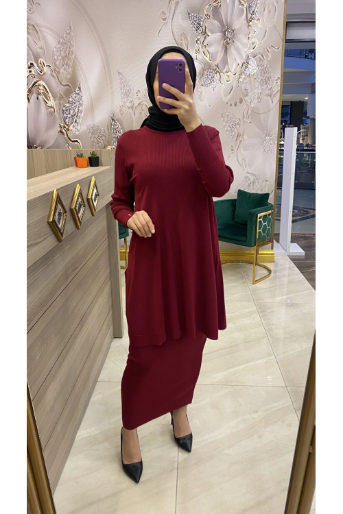 İnvee Merserize Etek Bordo