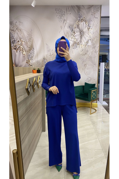 İnvee Merserize Geniş Pantolon Saks