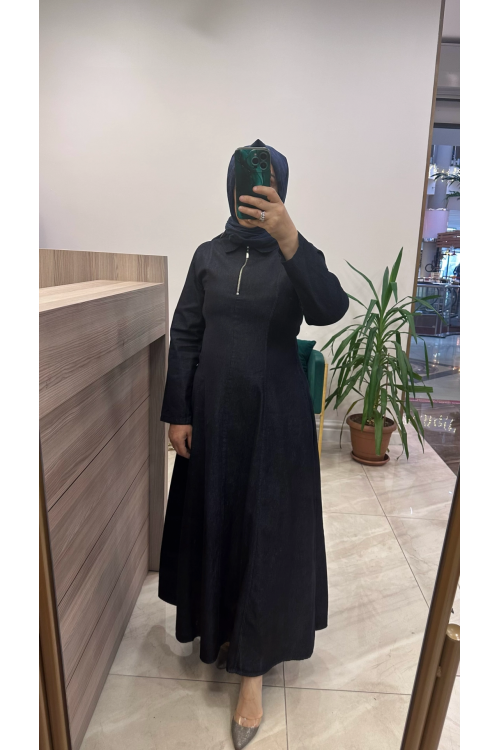 Magazin 1533 Denim Elbise Koyu Lacivert