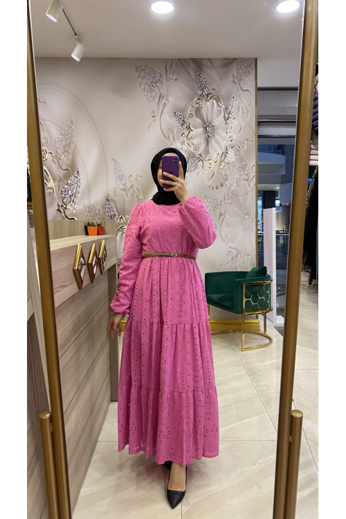 Nurcan Çetin Brode Elbise Pembe