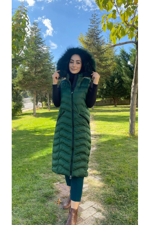WOMANİA YELEK WAVY YEŞİL